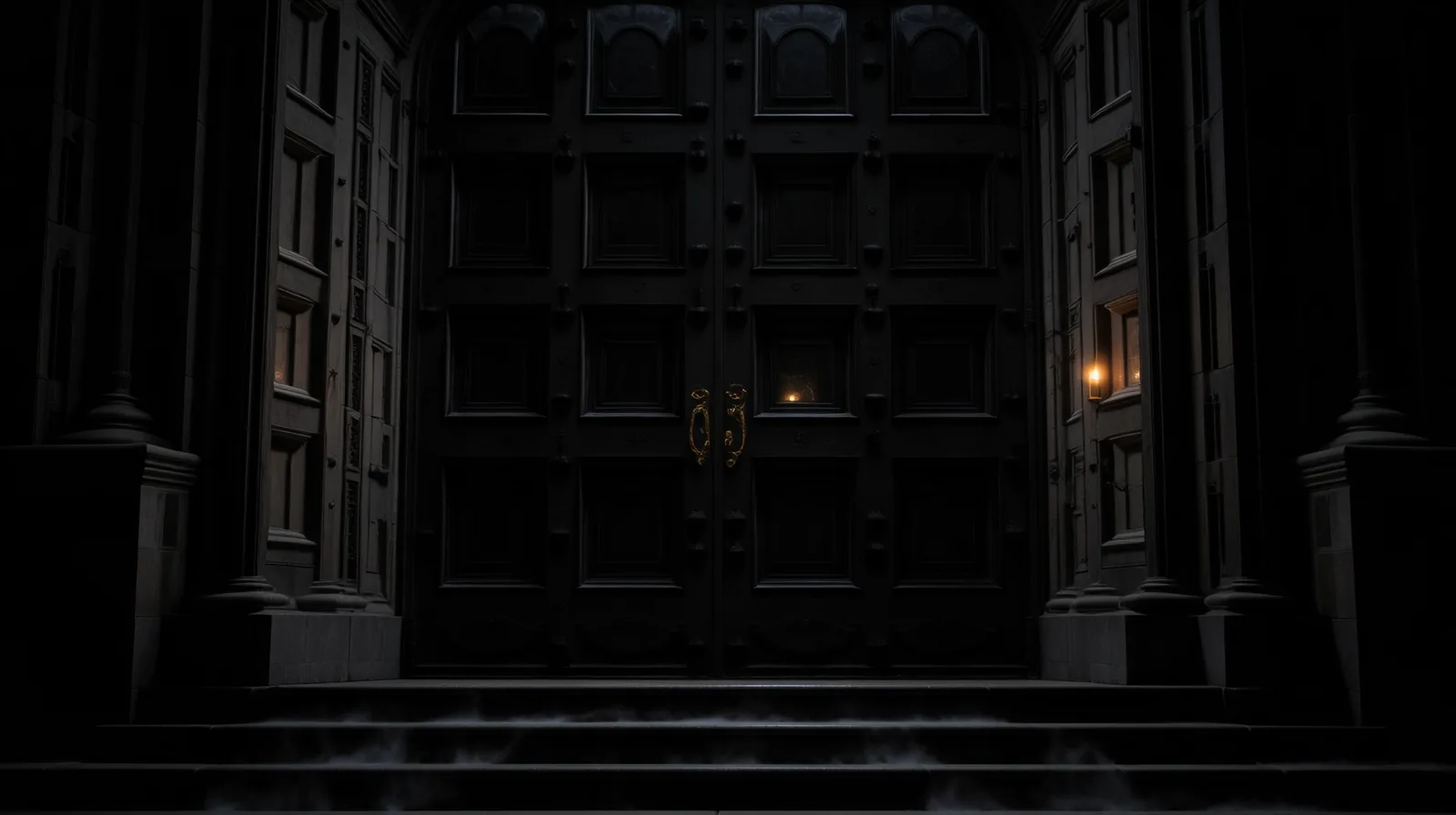The front doors. He is already aware you are here.